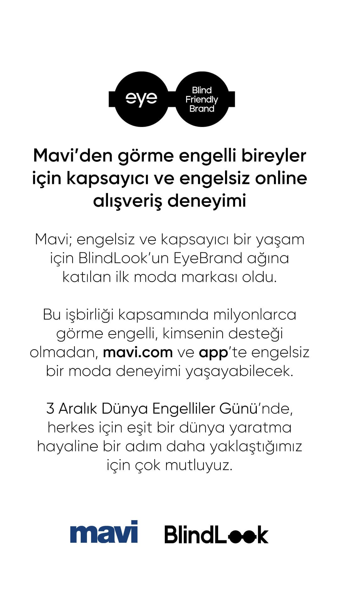 Mavi’den görme engelli bireyler için